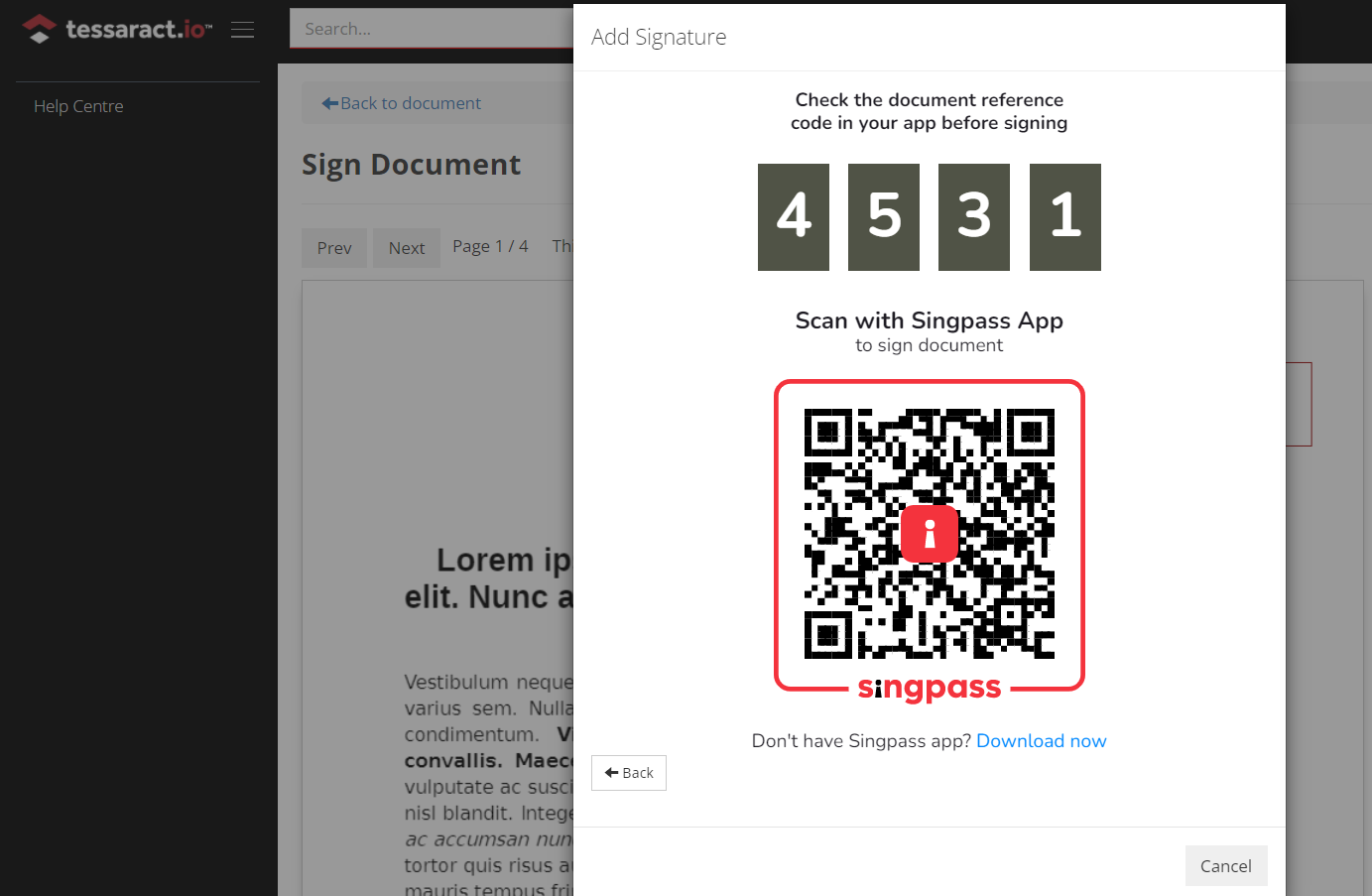 4 Digitally Signing the Document with SingPass-1